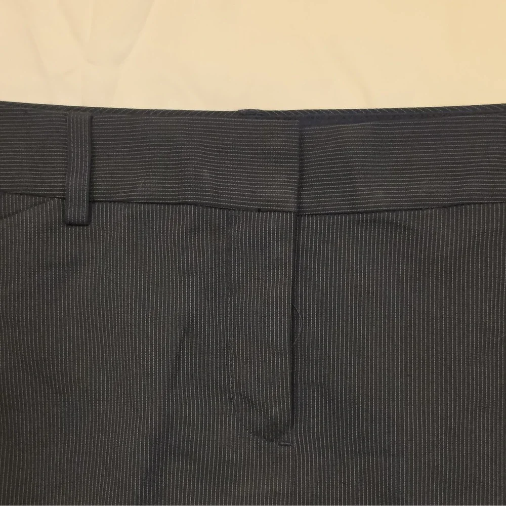 Express Design Studio Women's Black Pinstripe Pencil Skirt Knee Zip Sz 6 #107